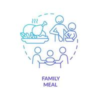 Family meal blue gradient concept icon. Having dinner with family members. Quality time together abstract idea thin line illustration. Isolated outline drawing. vector