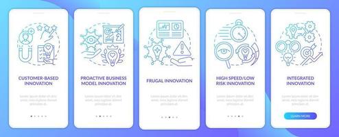 Future innovation ideas blue gradient onboarding mobile app screen. Walkthrough 5 steps graphic instructions pages with linear concepts. UI, UX, GUI template. vector