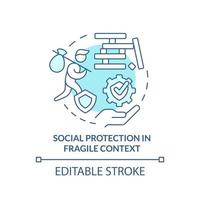 Social protection in fragile context turquoise concept icon. Social protection abstract idea thin line illustration. Isolated outline drawing. Editable stroke. vector