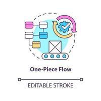 One piece flow concept icon. Continuous production. Lean manufacturing principle abstract idea thin line illustration. Isolated outline drawing. Editable stroke. vector