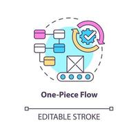 One piece flow concept icon. Continuous production. Lean manufacturing principle abstract idea thin line illustration. Isolated outline drawing. Editable stroke. vector