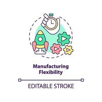 Manufacturing flexibility concept icon. Advantage of one-piece flow in manufacturing abstract idea thin line illustration. Isolated outline drawing. Editable stroke. vector