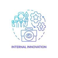 Internal innovation blue gradient concept icon. Sourcing ideas approach abstract idea thin line illustration. Intrapreneurship. Employee engagement. Isolated outline drawing. vector