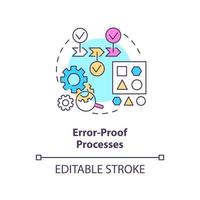 Error proof processes concept icon. Prevent fails. Lean manufacturing principle abstract idea thin line illustration. Isolated outline drawing. Editable stroke. vector