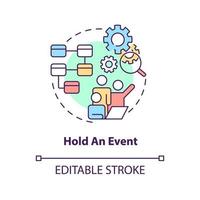 Hold event concept icon. Team project. Value stream mapping best practice abstract idea thin line illustration. Isolated outline drawing. Editable stroke. vector