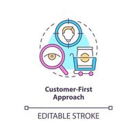 Customer first approach concept icon. Lean manufacturing principle abstract idea thin line illustration. Isolated outline drawing. Editable stroke. vector