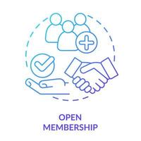 Open membership blue gradient concept icon. Cooperative society advantage abstract idea thin line illustration. Members recruitment. Isolated outline drawing. vector