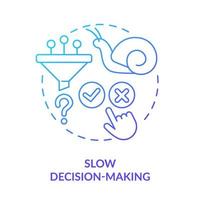 Slow decision-making blue gradient concept icon. Cooperative society drawback abstract idea thin line illustration. Weak organisation. Isolated outline drawing. vector