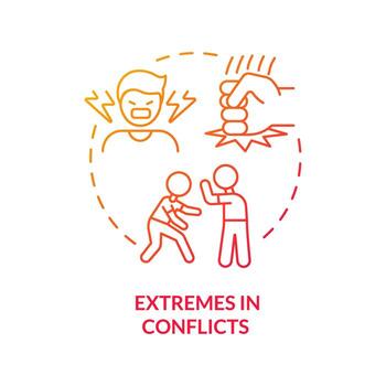 Extremes in conflicts red gradient concept icon. Toxic relationship. Feature of dysfunctional families abstract idea thin line illustration. Isolated outline drawing. vector