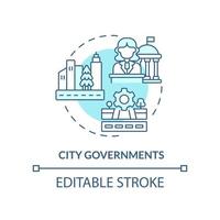 City governments turquoise concept icon. Municipal government. Institution example abstract idea thin line illustration. Isolated outline drawing. Editable stroke. vector