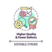 Higher quality and fewer defects concept icon. Advantage of one-piece flow abstract idea thin line illustration. Isolated outline drawing. Editable stroke. vector