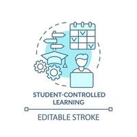 Student controlled learning turquoise concept icon. Student centered method. Education abstract idea thin line illustration. Isolated outline drawing. Editable stroke. vector