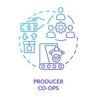 Producer co-ops blue gradient concept icon. Similar goods production abstract idea thin line illustration. Obtain better pricing. Collective unit. Isolated outline drawing. vector