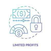 Limited profits blue gradient concept icon. Cooperative society disadvantage abstract idea thin line illustration. Revenue generation. Isolated outline drawing. vector