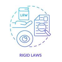 Rigid laws blue gradient concept icon. Cooperative society disadvantage abstract idea thin line illustration. Rules and regulations. Isolated outline drawing. vector