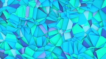 Multicolored looped geometric background of polygons. 3d render. video