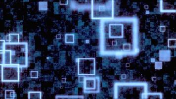 Looped motion in a tunnel of square frames and polygons in blue toning. 3d render. video