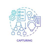 Capturing blue gradient concept icon. Innovation management process abstract idea thin line illustration. Organizing ideas, thoughts. Isolated outline drawing. vector