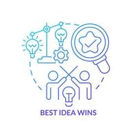 Best idea wins blue gradient concept icon. Cultural aspect in innovation abstract idea thin line illustration. Making better decisions. Isolated outline drawing. vector