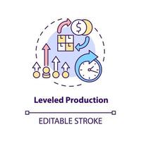 Leveled production concept icon. Smoothing process. Lean manufacturing principle abstract idea thin line illustration. Isolated outline drawing. Editable stroke. vector