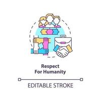 Respect for humanity concept icon. Respecting people. Lean manufacturing principle abstract idea thin line illustration. Isolated outline drawing. Editable stroke. vector