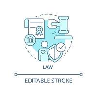 Law turquoise concept icon. System of rules in community. Social institution abstract idea thin line illustration. Isolated outline drawing. Editable stroke. vector