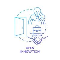 Open innovation blue gradient concept icon. Type of innovation abstract idea thin line illustration. Collaboration outside company. Isolated outline drawing. vector