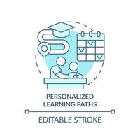 Personalized learning paths turquoise concept icon. Individual schedule. Education abstract idea thin line illustration. Isolated outline drawing. Editable stroke. vector