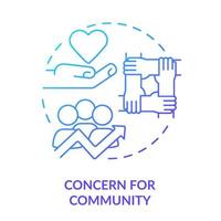 Concern for community blue gradient concept icon. Cooperative principle abstract idea thin line illustration. Sustainable development. Isolated outline drawing. vector