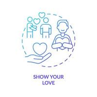 Show your love blue gradient concept icon. Express appreciation and affection. Positive communication abstract idea thin line illustration. Isolated outline drawing. vector