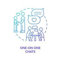 One on one chats blue gradient concept icon. Individual relationship. Quality time together abstract idea thin line illustration. Isolated outline drawing. vector