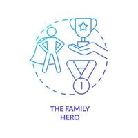 Family hero blue gradient concept icon. Overachiever. Child role in dysfunctional families abstract idea thin line illustration. Isolated outline drawing. vector