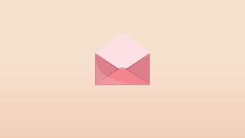 abrindo uma carta de mensagem em um ícone animado de envelope com ícone de amor. adequado para evento de casamento, dia dos namorados. video
