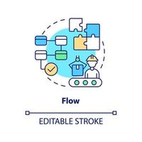 Flow concept icon. Production chain. Lean manufacturing key principle abstract idea thin line illustration. Isolated outline drawing. Editable stroke. vector