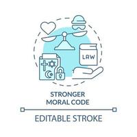 Stronger moral code turquoise concept icon. Social institutions advantage abstract idea thin line illustration. Isolated outline drawing. Editable stroke. vector