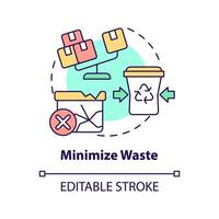 Minimize waste concept icon. Eliminate losses. Purpose of lean manufacturing abstract idea thin line illustration. Isolated outline drawing. Editable stroke. vector