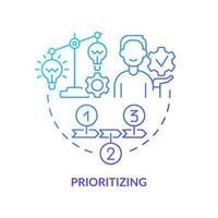 Prioritizing blue gradient concept icon. Innovation management step abstract idea thin line illustration. Categorizing idea potentials. Isolated outline drawing. vector