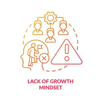 Lack of growth mindset red gradient concept icon. Challenge in innovation management abstract idea thin line illustration. Being afraid of failure. Isolated outline drawing. vector