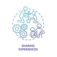 Sharing experiences blue gradient concept icon. Bringing up child. Family relationships importance abstract idea thin line illustration. Isolated outline drawing. vector