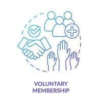 Voluntary membership blue gradient concept icon. Cooperative principle abstract idea thin line illustration. Becoming community member. Isolated outline drawing. vector