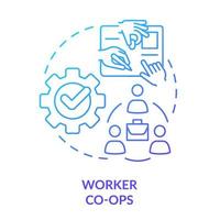 Worker co-ops blue gradient concept icon. Labor contribution abstract idea thin line illustration. Cooperative decision-making processes. Isolated outline drawing. vector