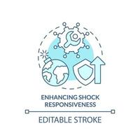 Enhancing shock responsiveness turquoise concept icon. Social protection activity abstract idea thin line illustration. Isolated outline drawing. Editable stroke. vector