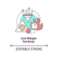 Low margin for error concept icon. Lean manufacturing disadvantage abstract idea thin line illustration. Isolated outline drawing. Editable stroke. vector