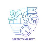 Speed to market blue gradient concept icon. Innovative culture characteristic abstract idea thin line illustration. New product launch. Isolated outline drawing. vector