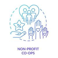 Non-profit co-ops blue gradient concept icon. Nonprofit organization members abstract idea thin line illustration. Charitable purpose. Isolated outline drawing. vector