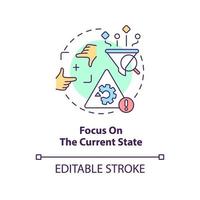 Focus on current state concept icon. Value stream mapping best practice abstract idea thin line illustration. Isolated outline drawing. Editable stroke. vector