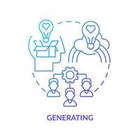 generando un icono de concepto de degradado azul. gestión de la innovación paso idea abstracta ilustración de línea delgada. lluvia de ideas. resolución de problemas dibujo de contorno aislado. vector