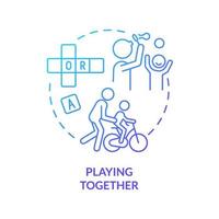 Playing together blue gradient concept icon. Playtime for all family members. Quality time together abstract idea thin line illustration. Isolated outline drawing. vector