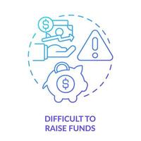 Difficult to raise funds blue gradient concept icon. Cooperative society disadvantage abstract idea thin line illustration. Fundraising challenges. Isolated outline drawing. vector