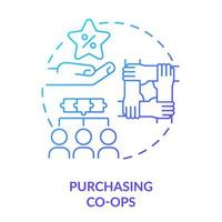 Purchasing co-ops blue gradient concept icon. Providing better products and lower prices abstract idea thin line illustration. Collective unit. Isolated outline drawing. vector